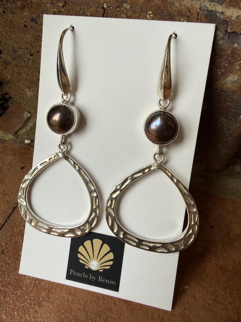 Chocolate/Mocha Pearl/Sterling Silver Earrings #ED767 - Image 5