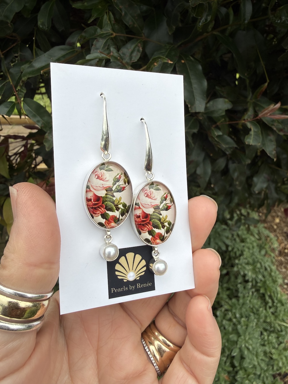Rose & Pearl Earrings #IOW2 - Image 2
