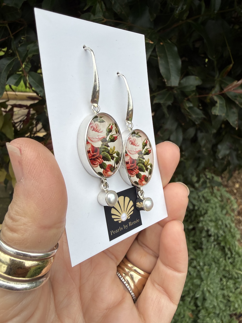 Rose & Pearl Earrings #IOW2 - Image 3