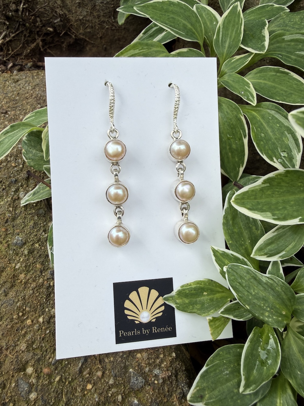 Lovely 3-Drop Lustrous Pearl Earrings #WIK4 - Image 3