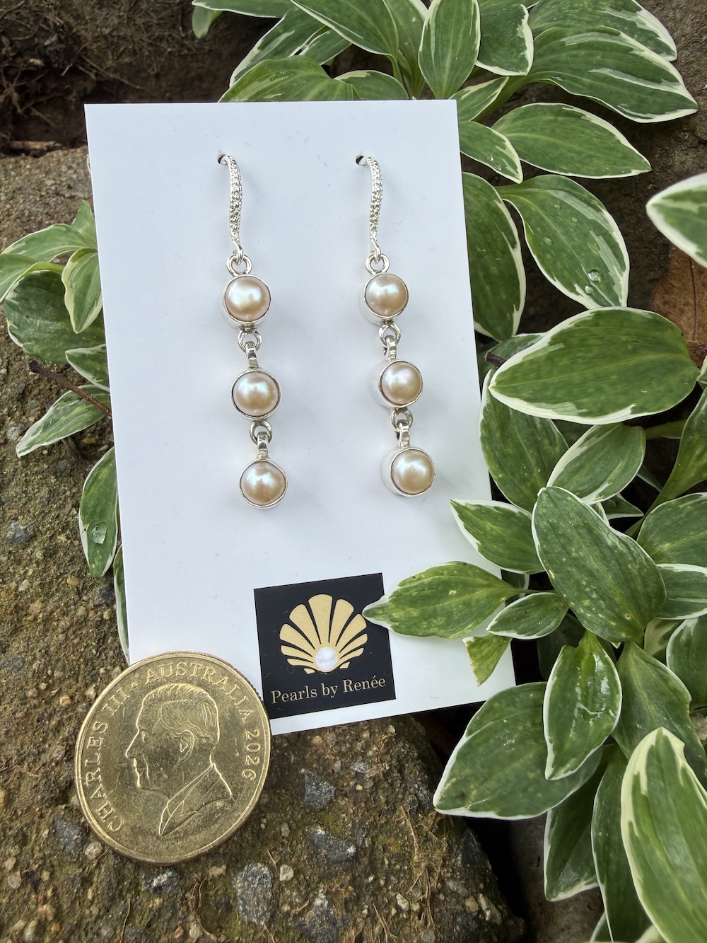 Lovely 3-Drop Lustrous Pearl Earrings #WIK4 - Image 2