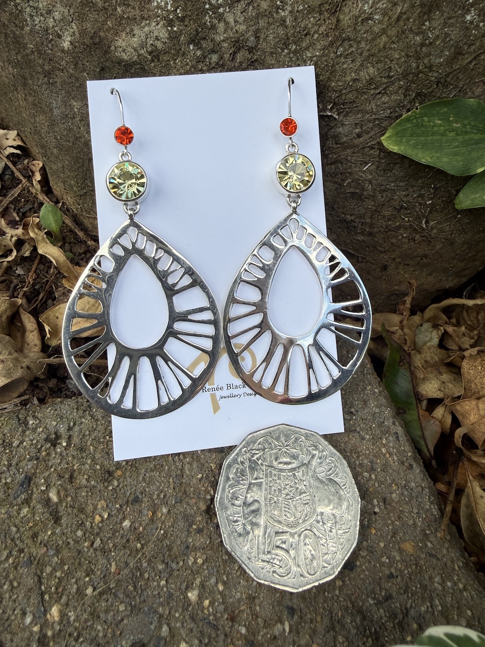 Amazing Sterling Silver/Crystal Statement Earrings #TRK8 - Image 2