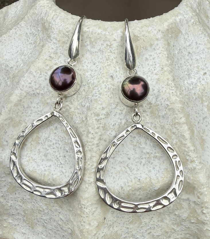Chocolate/Mocha Pearl/Sterling Silver Earrings #ED767 - Image 4