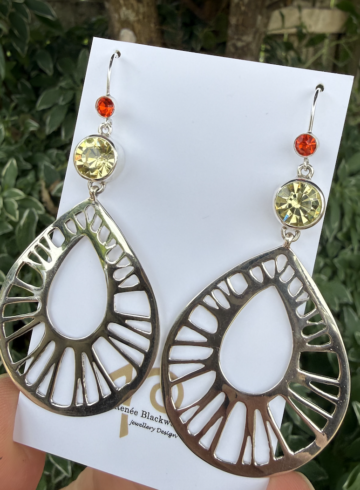 Amazing Sterling Silver/Crystal Statement Earrings #TRK8