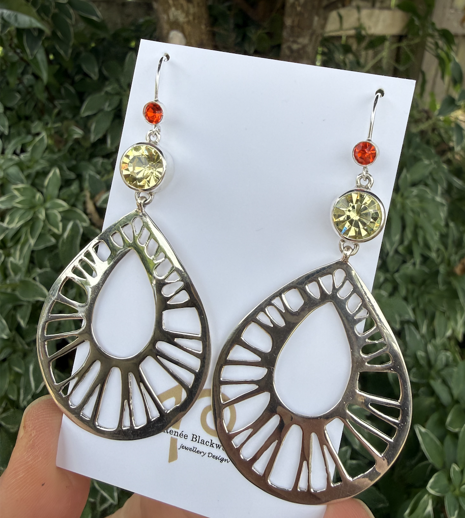 Amazing Sterling Silver/Crystal Statement Earrings #TRK8